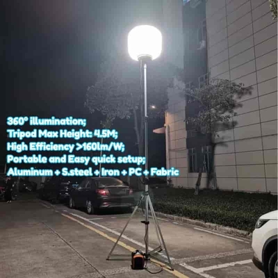 360°-Beleuchtung 60W 100W 120W 320W Blendungsfreier LED-Lichtballon auf Stativ für Baustellen