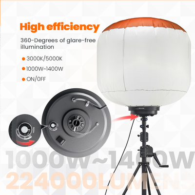 1000W Baustelle LED aufgeblasene 360-Grad-Ballonlicht IP65 hohe Leuchtkraft